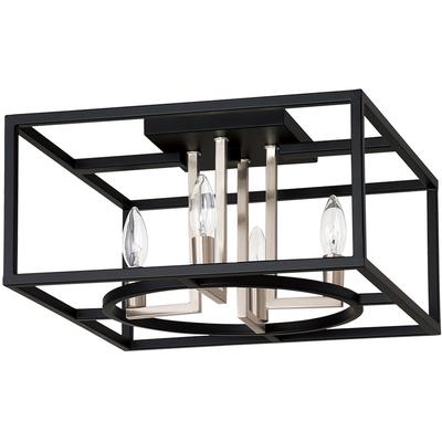EGLO - Mundazo 4-Light Open Frame Ceiling Light - Matte Black/Brushed Nickel - 204607A