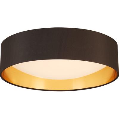 EGLO - Orme Integrated LED 16" Ceiling Light - Black/Gold Fabric Shade - 204721A