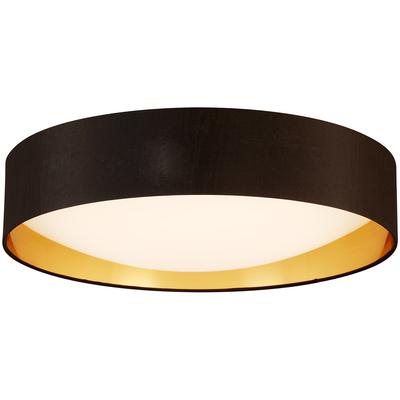 EGLO - Orme Integrated LED 20" Ceiling Light - Black/Gold Fabric Shade - 204724A