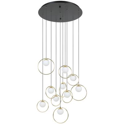 EGLO - Portocolom 10-Light Integrated LED Cascade Pendant - Black/Shiny Brass - 206084A
