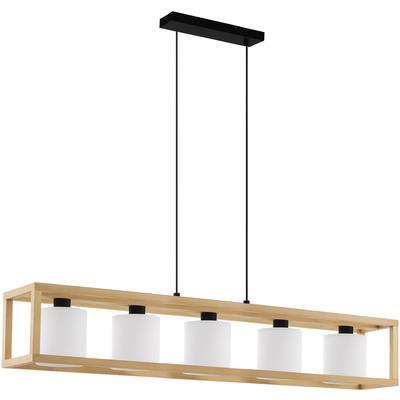 EGLO - Granados 5-Light Linear Pendant - Natural Wood - 390102A
