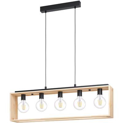 EGLO - Famborough 5-Light Open-Bulb Linear Pendant - Black - 43414A