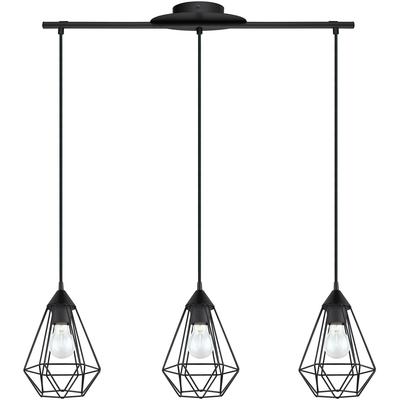 EGLO - Tarbes 3-Light Open-Frame Geometric Pendant - Matte Black - 94189A