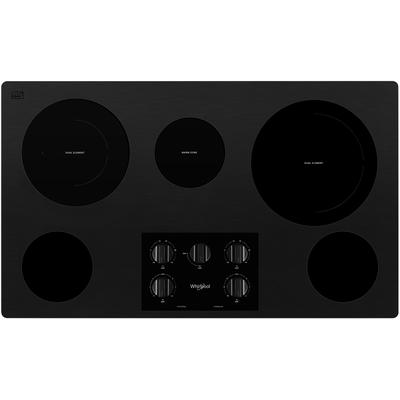 Whirlpool - 36-inch Electric Ceramic Glass Cooktop with Two Dual Radiant Elements - WCE77US6HB